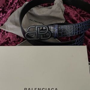 Navy blue and black snakeskin Balenciaga belt size 110